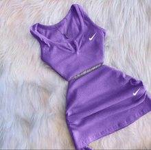 Load image into Gallery viewer, Sexy Solid Sleeveless Top Drawstring Skirt Suit
