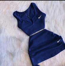 Load image into Gallery viewer, Sexy Solid Sleeveless Top Drawstring Skirt Suit
