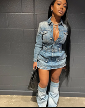 Load image into Gallery viewer, Fashion Multi-Pockets Denim MIni Dress(With Trouser Leg)
