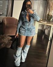 Load image into Gallery viewer, Fashion Multi-Pockets Denim MIni Dress(With Trouser Leg)
