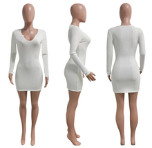 Load image into Gallery viewer, Solid Color Long Sleeve Slim Mini Dress
