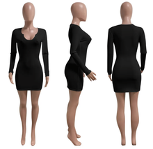 Load image into Gallery viewer, Solid Color Long Sleeve Slim Mini Dress
