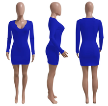 Load image into Gallery viewer, Solid Color Long Sleeve Slim Mini Dress
