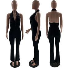 Load image into Gallery viewer, Solid Halter Backless Jumpsuit
