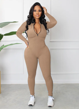 Load image into Gallery viewer, Casual Sports Zipper Long Sleeve Jumpsuit
