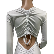 Load image into Gallery viewer, Solid V Neck Backless Drawstring Long Sleeve Jumpsuit
