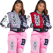 Load image into Gallery viewer, Plus Size Color Blocking Long Sleeve Baseball Jacket

