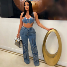 Load image into Gallery viewer, Casual Zipper Elasticated waist Jeans
