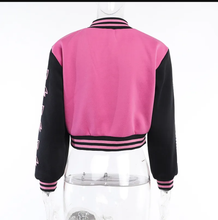 Load image into Gallery viewer, Fashion Letter Embroider Print Patchwork Baseball Jacket
