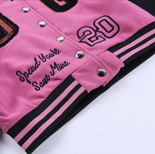 Load image into Gallery viewer, Fashion Letter Embroider Print Patchwork Baseball Jacket
