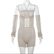 Load image into Gallery viewer, Sexy Hollow Out Knits Tie Up Tight Romper
