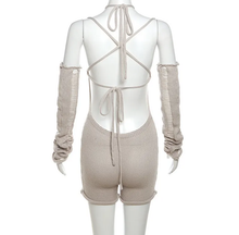 Load image into Gallery viewer, Sexy Hollow Out Knits Tie Up Tight Romper

