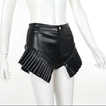 Load image into Gallery viewer, Sexy Pleated Edge Leather Shorts
