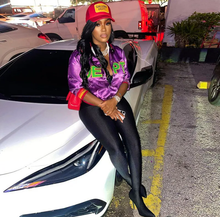 Load image into Gallery viewer, Letter Print Patchwork Long Sleeve Baseball Jacket
