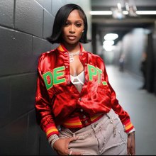 Load image into Gallery viewer, Letter Print Patchwork Long Sleeve Baseball Jacket
