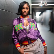Load image into Gallery viewer, Letter Print Patchwork Long Sleeve Baseball Jacket

