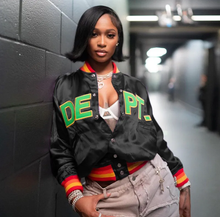 Load image into Gallery viewer, Letter Print Patchwork Long Sleeve Baseball Jacket
