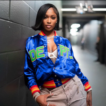 Load image into Gallery viewer, Letter Print Patchwork Long Sleeve Baseball Jacket
