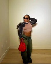 Load image into Gallery viewer, Leather Patchwork Long Sleeve Short Jacket
