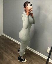 Load image into Gallery viewer, Solid Color Long Sleeve Zipper Hooded Maxi Dress
