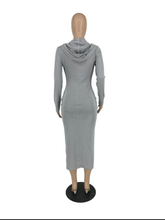 Load image into Gallery viewer, Solid Color Long Sleeve Zipper Hooded Maxi Dress
