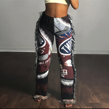 Load image into Gallery viewer, Colorful Pattern Tassel Fleece Pants
