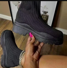 Load image into Gallery viewer, Round Head Knitted Elastic Socks Short Boots
