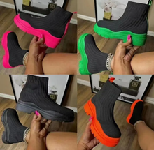 Load image into Gallery viewer, Round Head Knitted Elastic Socks Short Boots
