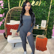 Load image into Gallery viewer, Solid Rib Knit Sport Fitness Jumpsuit
