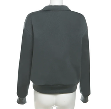 Load image into Gallery viewer, Print Contrast Color Lapel Loose Sweatshirt
