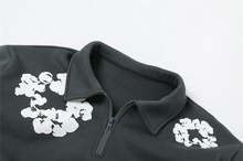 Load image into Gallery viewer, Print Contrast Color Lapel Loose Sweatshirt
