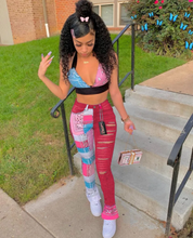 Load image into Gallery viewer, Fashion Print Denim Splice Pants
