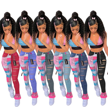 Load image into Gallery viewer, Fashion Print Denim Splice Pants
