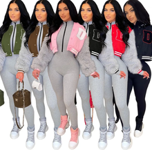 Load image into Gallery viewer, Casual Patchwork Zipper Baseball Jacket
