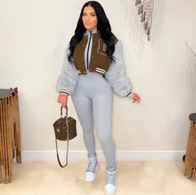 Load image into Gallery viewer, Casual Patchwork Zipper Baseball Jacket
