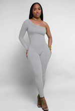 Load image into Gallery viewer, Solid Color Single Shoulder Slim Jumpsuit
