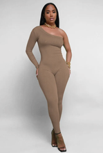 Load image into Gallery viewer, Solid Color Single Shoulder Slim Jumpsuit
