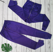Load image into Gallery viewer, Solid Fleece Zipper Long Sleeve 2 Piece Sets
