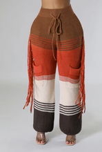 Load image into Gallery viewer, Casual Knit Color Block Tassel Loose Pants
