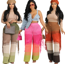 Load image into Gallery viewer, Casual Knit Color Block Tassel Loose Pants
