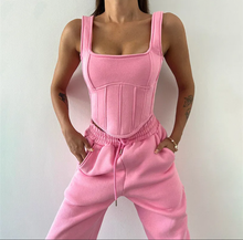 Load image into Gallery viewer, Solid Hooded Coats+Tank Tops+Pants Two Piece Set
