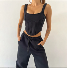Load image into Gallery viewer, Solid Hooded Coats+Tank Tops+Pants Two Piece Set
