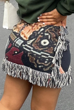 Load image into Gallery viewer, Fashion Colorful Patterned Tassel Fleece Mini Skirt
