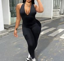Load image into Gallery viewer, Sexy Backless Halter V-neck Sports Jumpsuit
