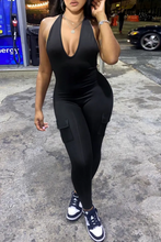 Load image into Gallery viewer, Sexy Backless Halter V-neck Sports Jumpsuit

