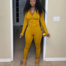 Load image into Gallery viewer, Casual Solid Long Sleeve Zipper Two Piece Pants Set
