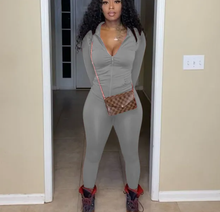 Load image into Gallery viewer, Casual Solid Long Sleeve Zipper Two Piece Pants Set
