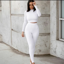 Load image into Gallery viewer, Solid Color Sport Long Sleeve Two Piece Pants Set
