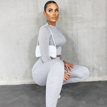Load image into Gallery viewer, Solid Color Sport Long Sleeve Two Piece Pants Set
