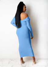 Load image into Gallery viewer, Solid Color Rib Off Shoulder Midi Dress
